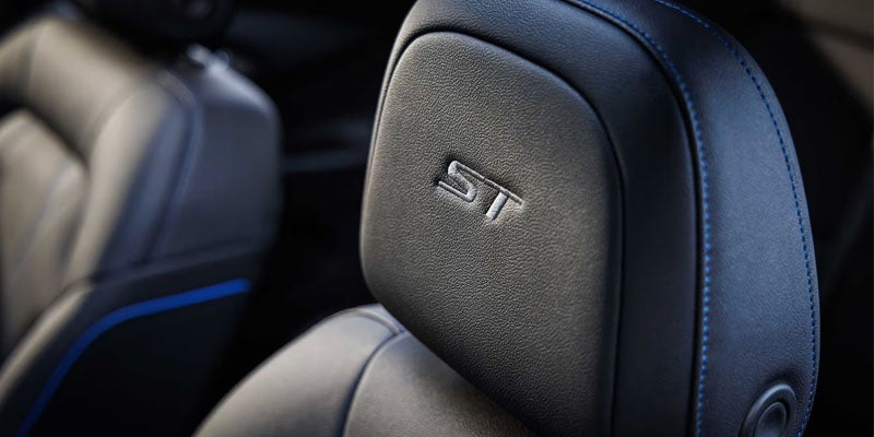Interior view of 2026 Buick Envista leather seat with ST stitching detail